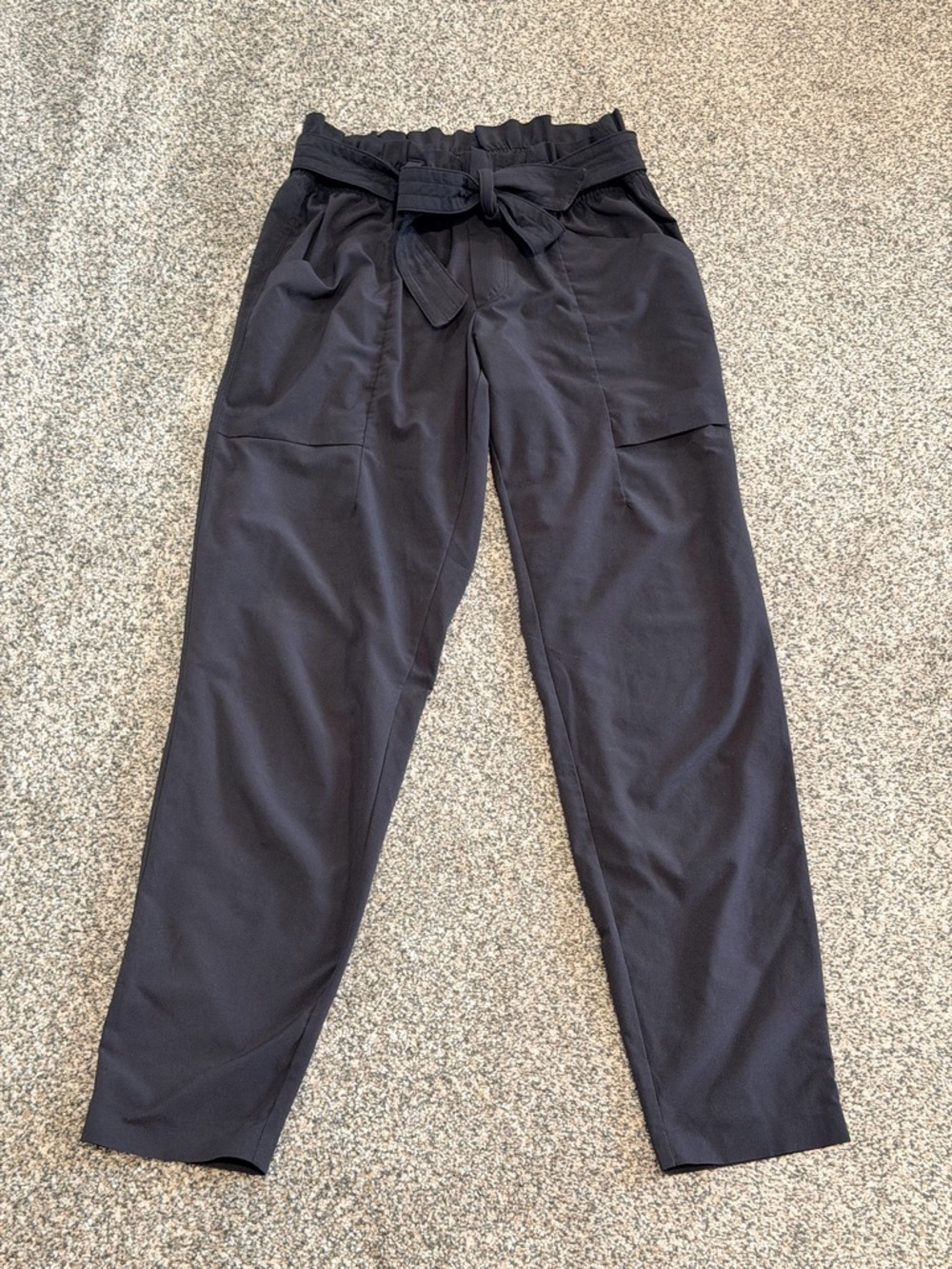 Athleta Black Skyline Pants with tie belt waist. Size 2